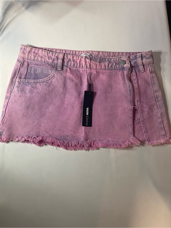 Fashion Nova Dresses & Skirts - Fashion Nova Pink Washed Denim Mini Skirt